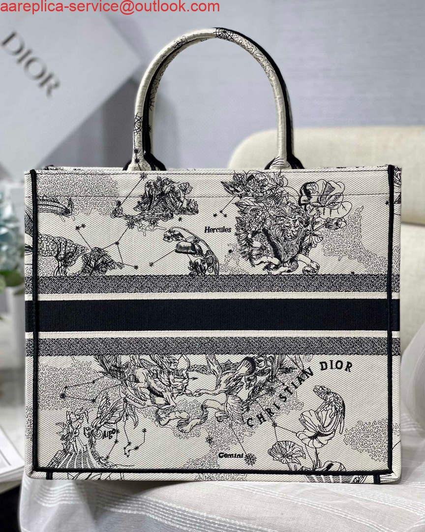 Dior M1286 Large Book Tote Toile de Jouy Zodiac latte embroidery