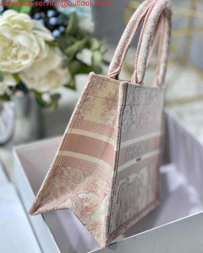 Replica Dior Book Tote M1265 Small Dior Toile De Jouy Reverse Embroidery Pink