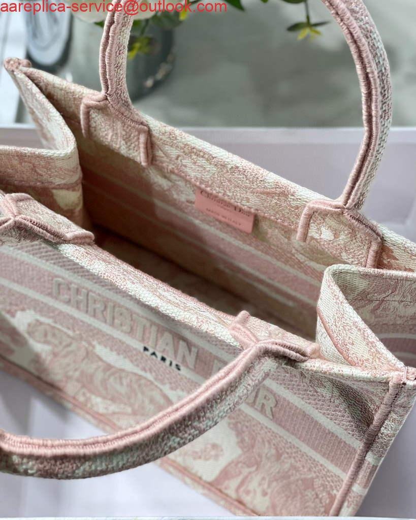 Replica Dior Book Tote M1265 Small Dior Toile De Jouy Reverse Embroidery Pink