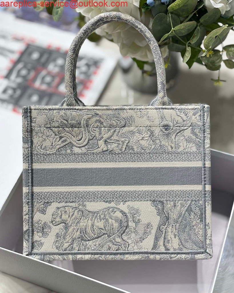 Replica Dior Book Tote M1265 Small Dior Toile De Jouy Reverse Embroidery Gray