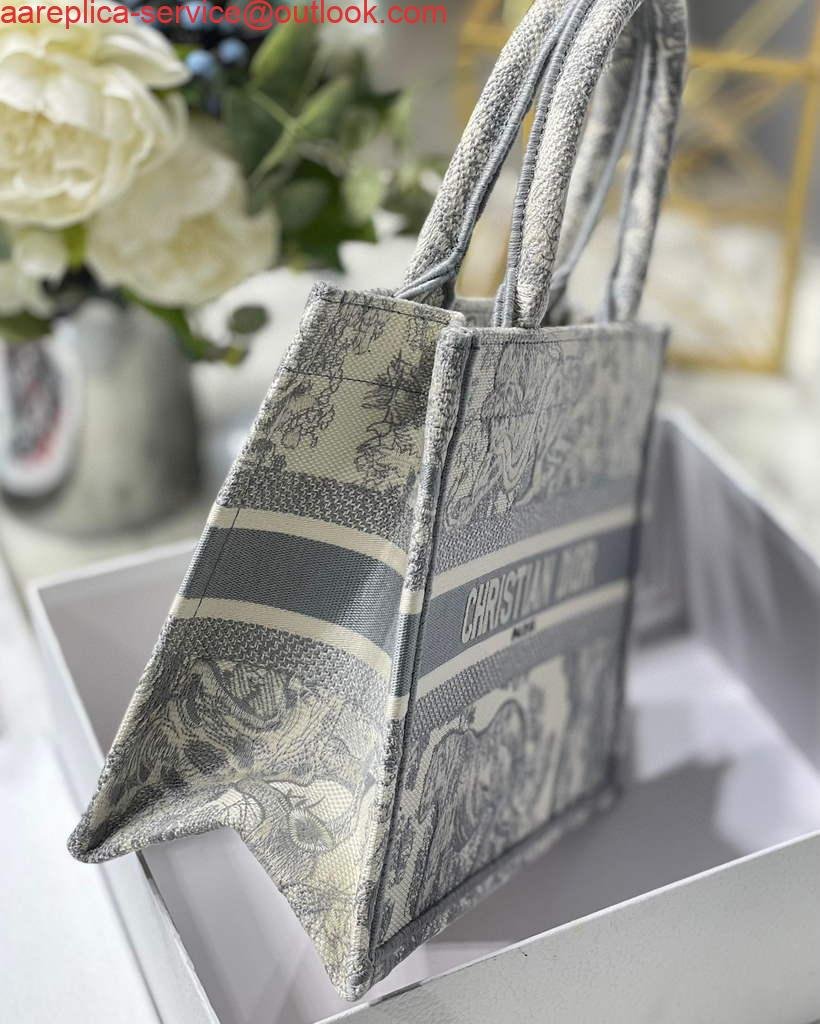 Replica Dior Book Tote M1265 Small Dior Toile De Jouy Reverse Embroidery Gray