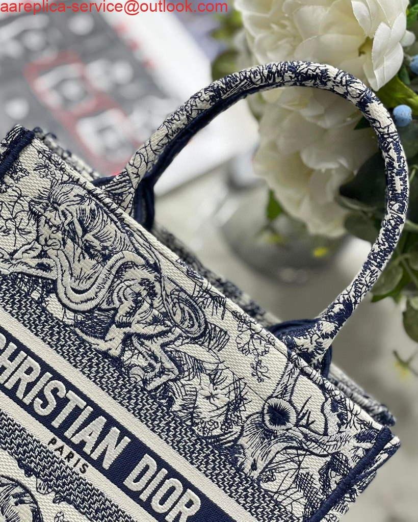 Replica Dior Book Tote M1265 Small Dior Toile De Jouy Reverse Embroidery Blue