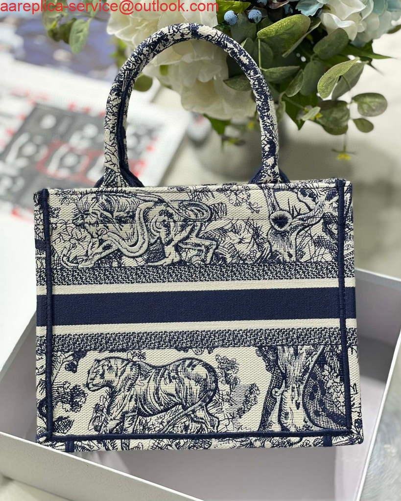 Replica Dior Book Tote M1265 Small Dior Toile De Jouy Reverse Embroidery Blue
