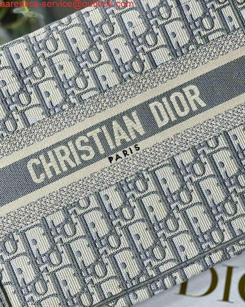 Dior Book Tote M1265 Small Dior Oblique Embroidery Gray
