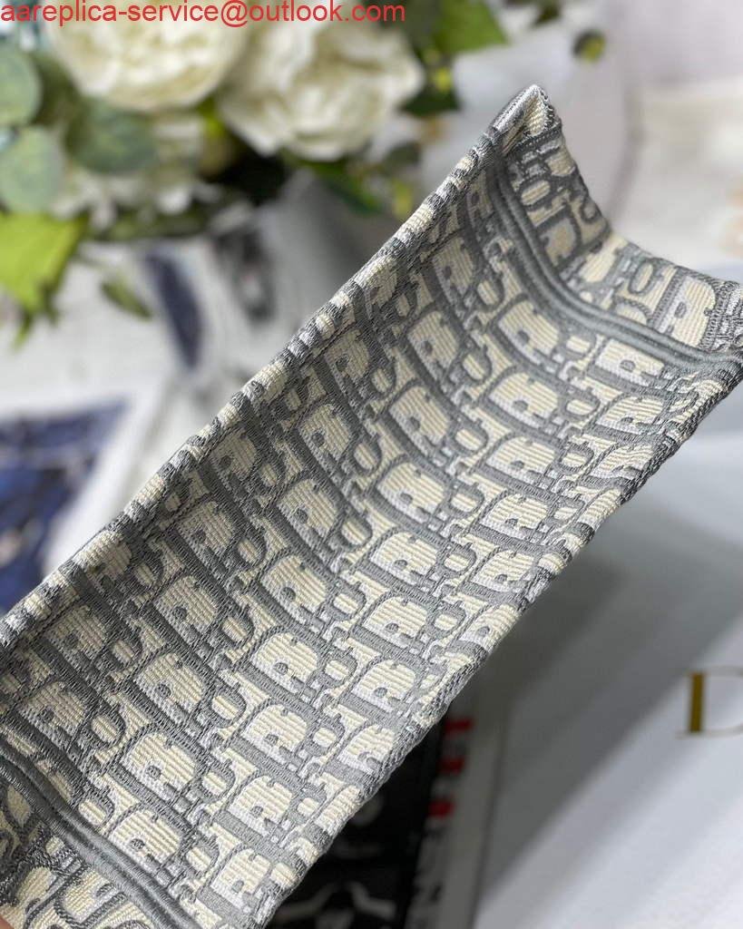 Dior Book Tote M1265 Small Dior Oblique Embroidery Gray
