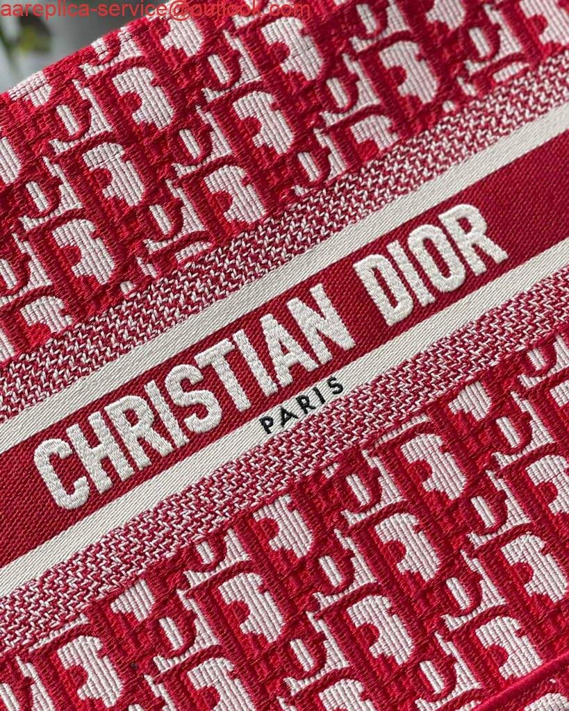 Dior Book Tote M1265 Small Dior Oblique Embroidery Red