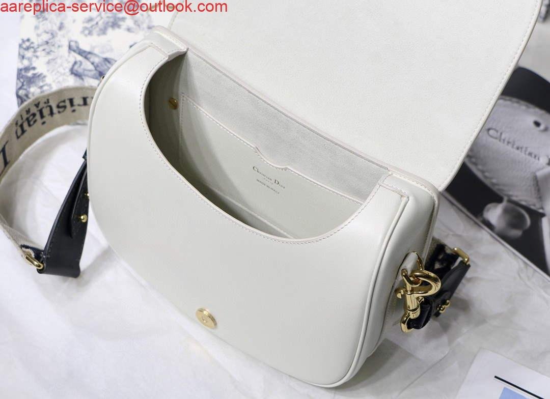 Replica Dior M9320 Large Dior Bobby Bag Latte Box Calfskin With Blue Oblique Embroidered Strap