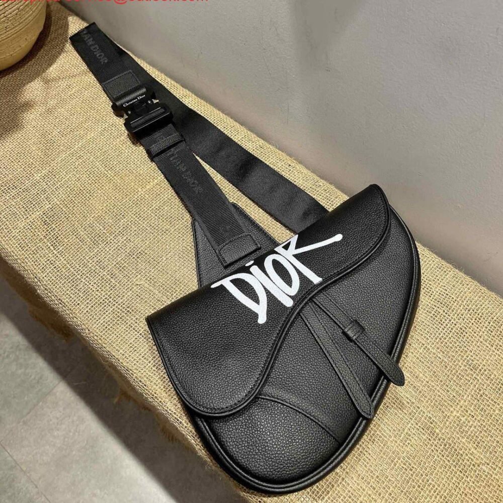 Dior M0446 Saddle Bag Dior Calfskin Bag Black