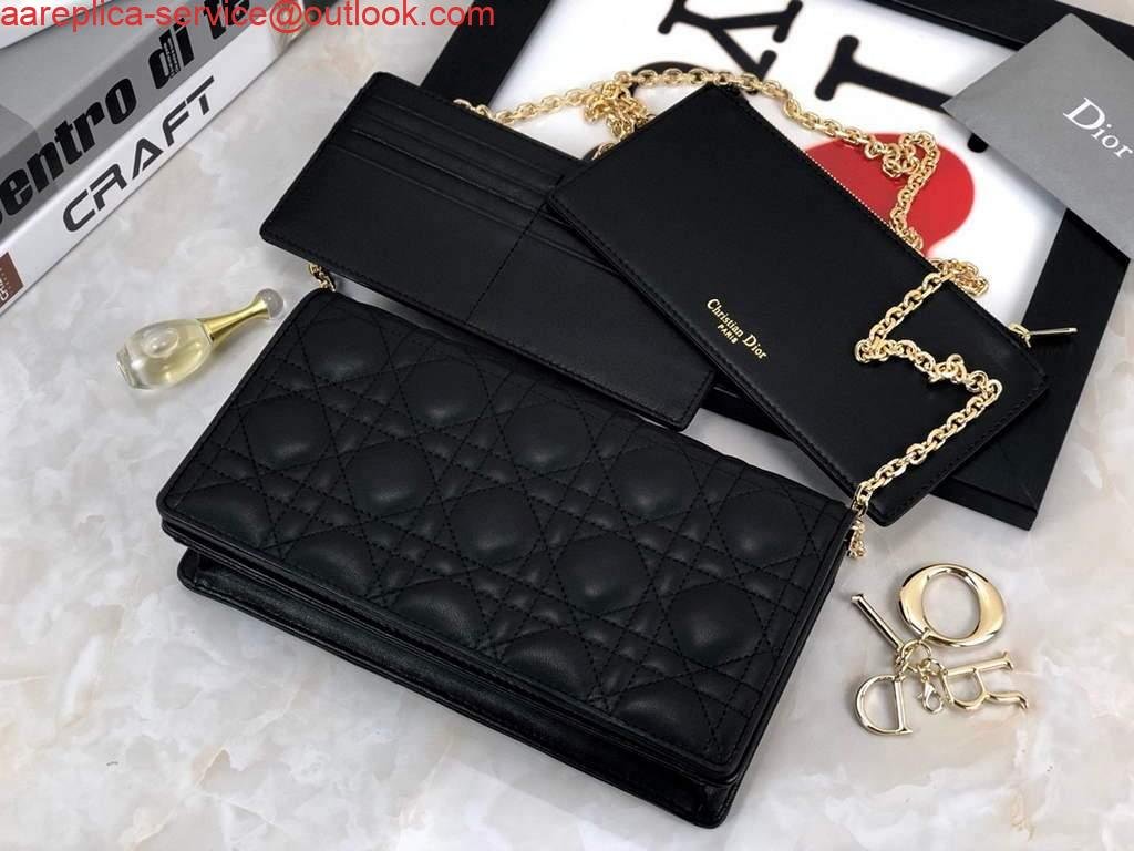 Dior S0204 Lady Dior Pouch Ultramatte Cannage Calfskin Black