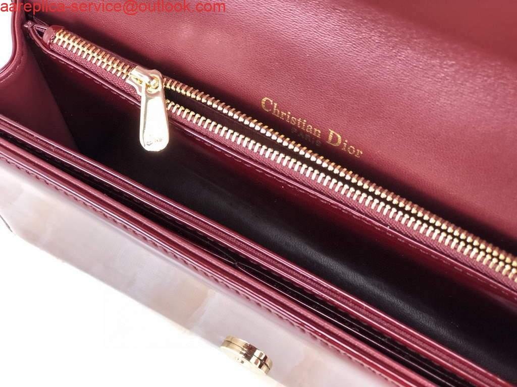 Dior S0204 Lady Dior Pouch Patent Cannage Calfskin Wine Red