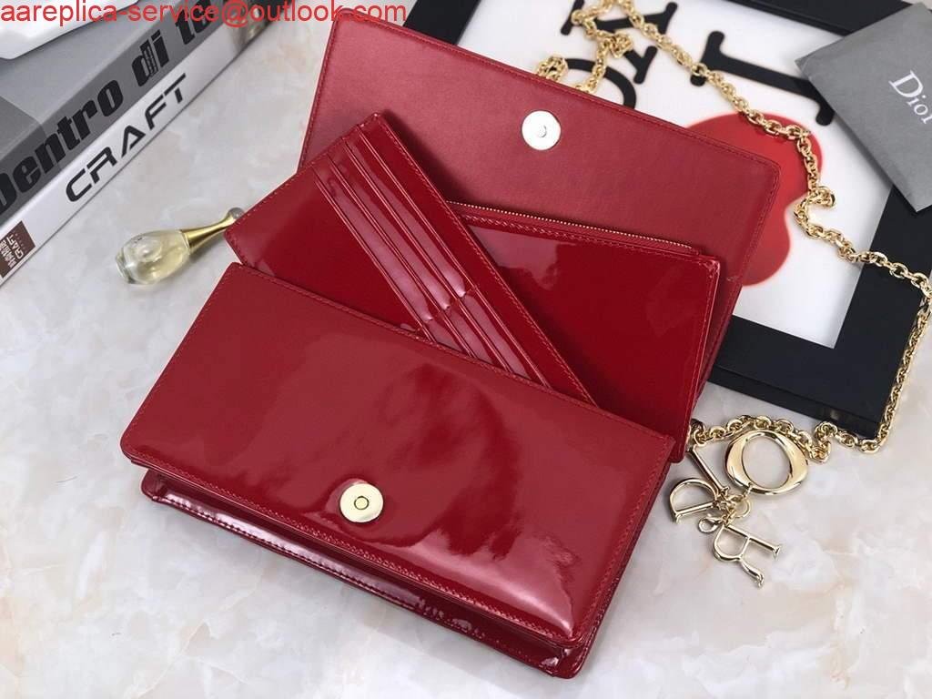 Dior S0204 Lady Dior Pouch Patent Cannage Calfskin Red