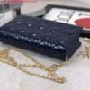 Dior S0204 Lady Dior Pouch Patent Cannage Calfskin Navy Blue