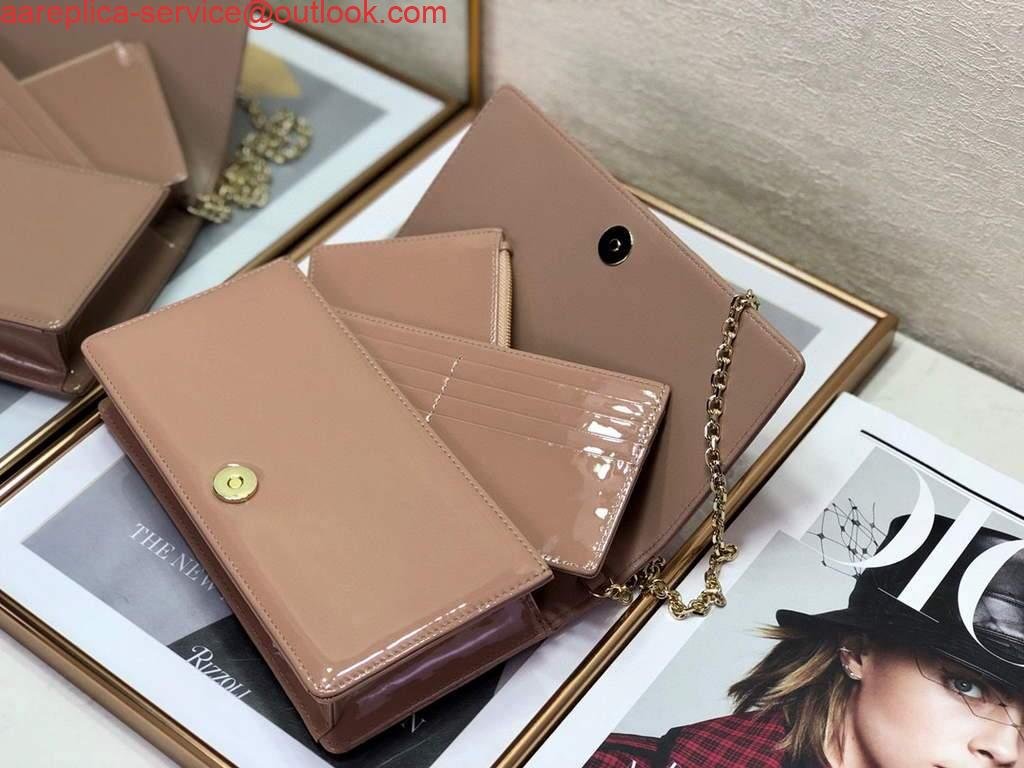 Replica Dior S0204 Lady Dior Pouch Patent Cannage Calfskin Light Pink