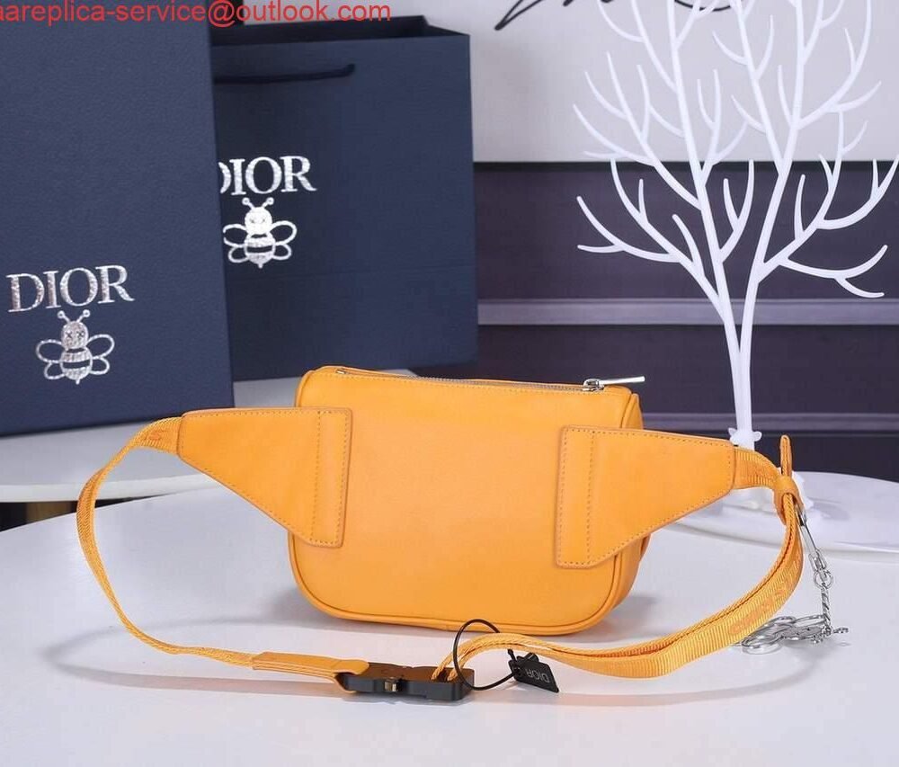 Replica Dior 1ADPO223 Saddle Belt Bag Dior Oblique Galaxy Leather Yellow