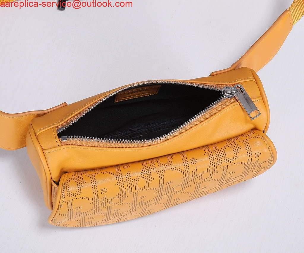 Replica Dior 1ADPO223 Saddle Belt Bag Dior Oblique Galaxy Leather Yellow