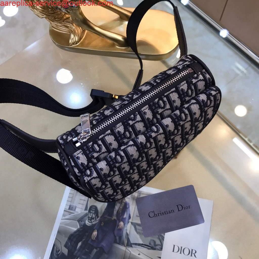 Dior 1ADPO223 Saddle Belt Bag Dior Oblique Galaxy Leather Black and Beige