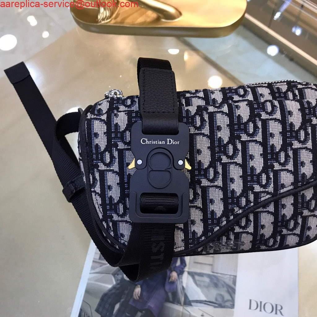 Dior 1ADPO223 Saddle Belt Bag Dior Oblique Galaxy Leather Black and Beige