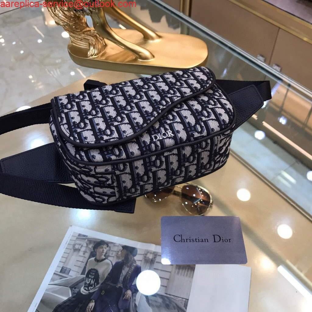 Dior 1ADPO223 Saddle Belt Bag Dior Oblique Galaxy Leather Black and Beige