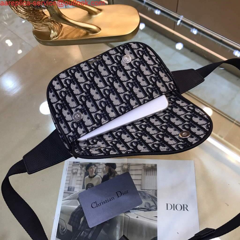 Dior 1ADPO223 Saddle Belt Bag Dior Oblique Galaxy Leather Black and Beige