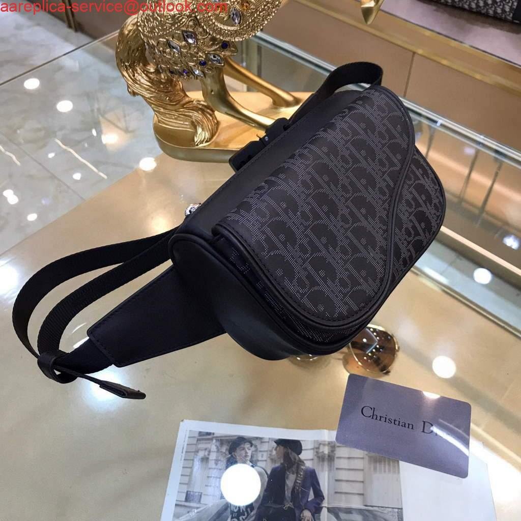 Replica Dior 1ADPO223 Saddle Belt Bag Dior Oblique Galaxy Leather Black