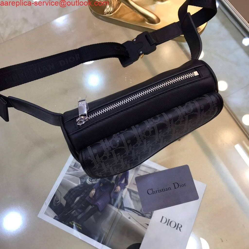Replica Dior 1ADPO223 Saddle Belt Bag Dior Oblique Galaxy Leather Black