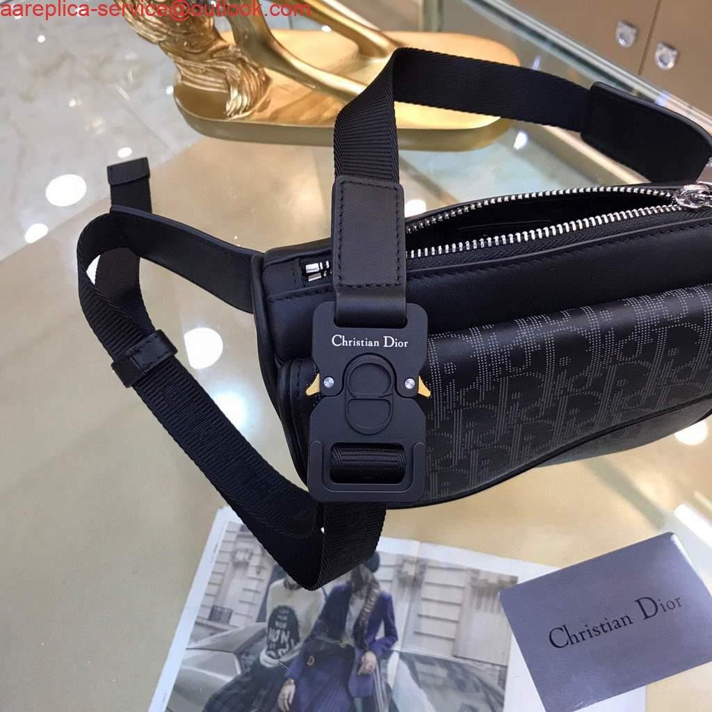 Replica Dior 1ADPO223 Saddle Belt Bag Dior Oblique Galaxy Leather Black