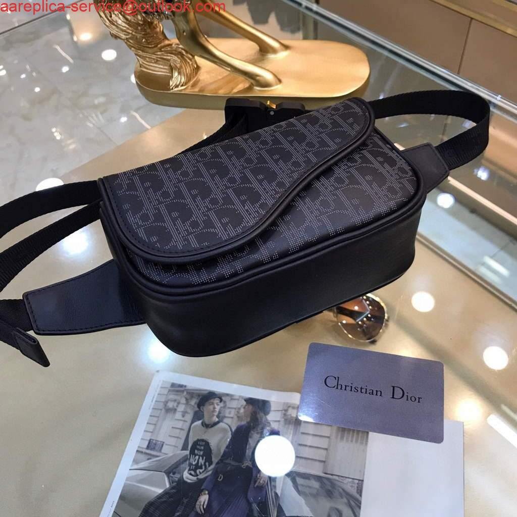 Replica Dior 1ADPO223 Saddle Belt Bag Dior Oblique Galaxy Leather Black