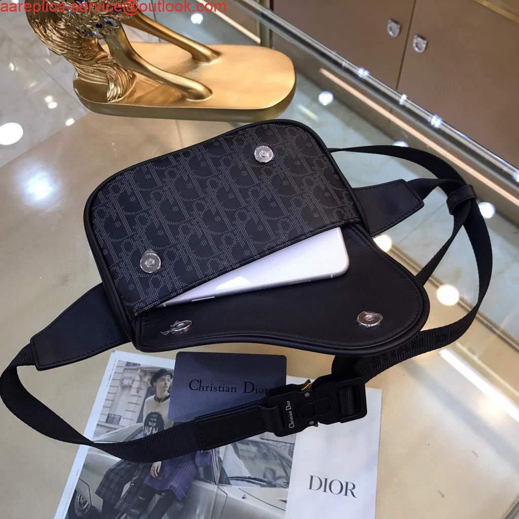 Replica Dior 1ADPO223 Saddle Belt Bag Dior Oblique Galaxy Leather Black