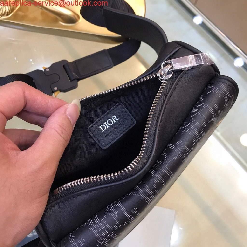 Replica Dior 1ADPO223 Saddle Belt Bag Dior Oblique Galaxy Leather Black