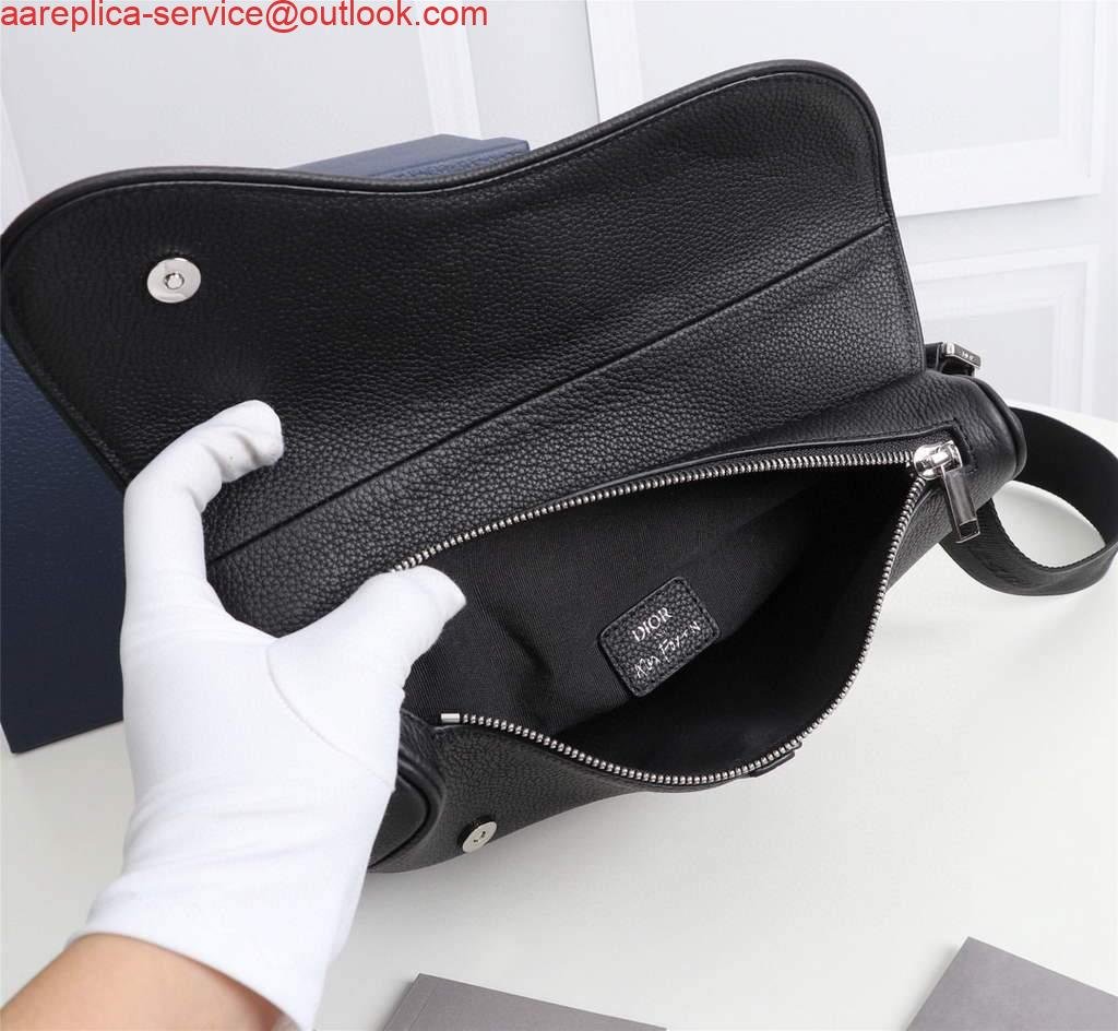 Dior 1ADPO093 Saddle Men Bag Grained Calfskin Black