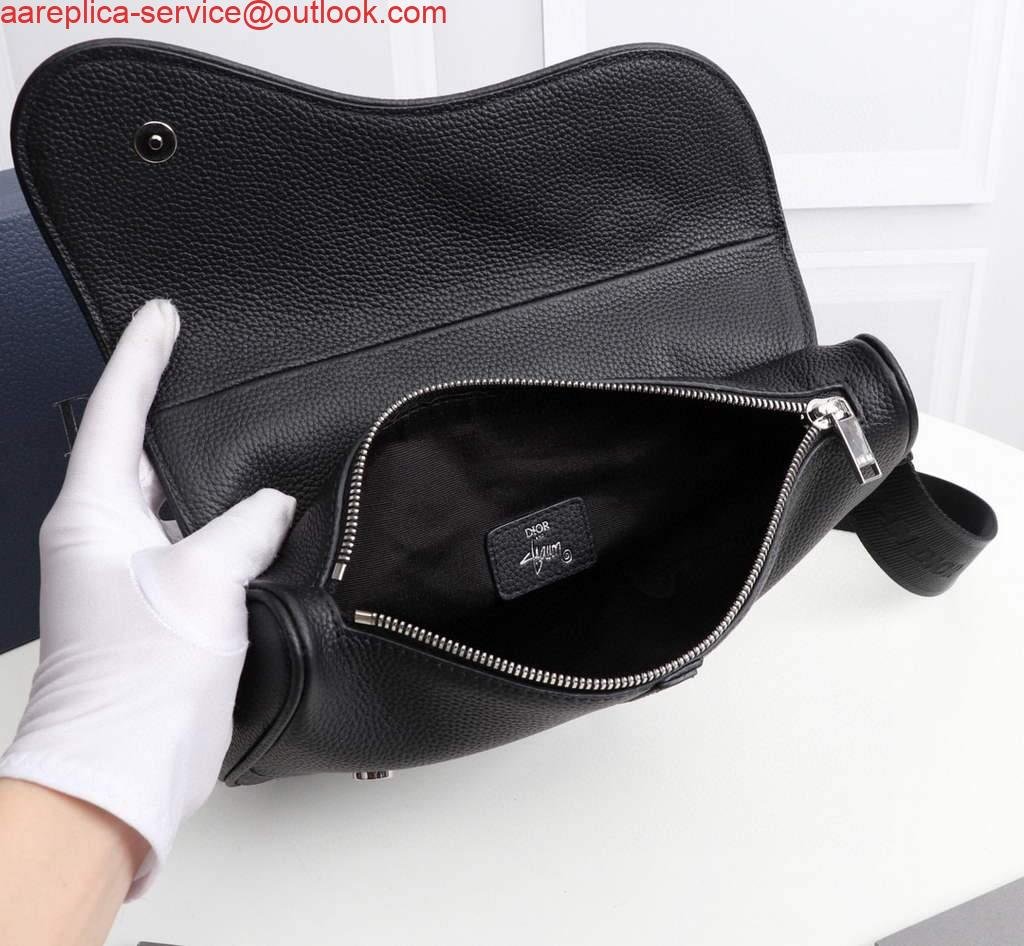 Dior 1ADPO093 Saddle Men Bag Grained Calfskin Black