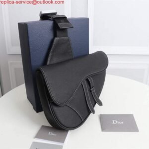 Replica Dior S5685 Micro Saddle Bag With Strap Scarlet Light Blue Goatskin