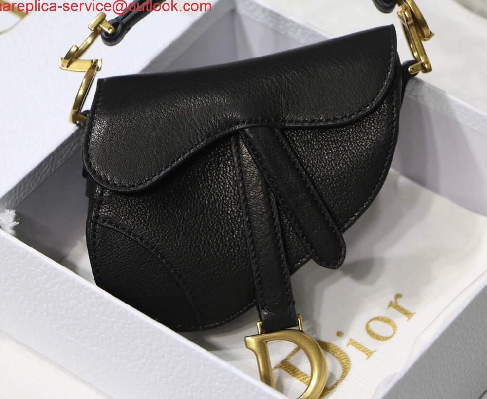 Replica Dior M6008 Bag Saddle Super Mini Bag Cowhide Leather Black
