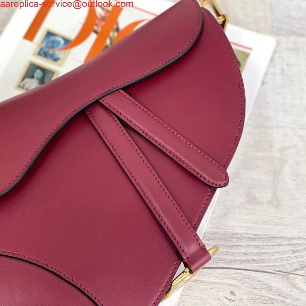 Dior M0446 Dior Saddle Bag M0447 Wine Red Goatskin Gold Hardware
