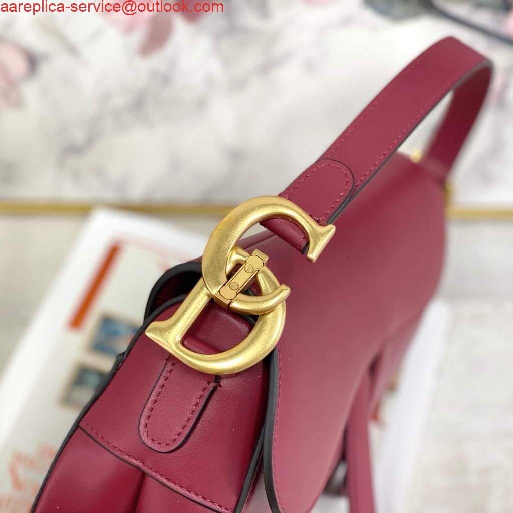 Dior M0446 Dior Saddle Bag M0447 Wine Red Goatskin Gold Hardware