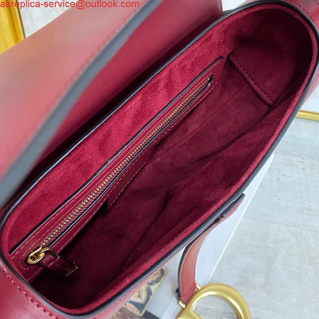 Dior M0446 Dior Saddle Bag M0447 Wine Red Goatskin Gold Hardware