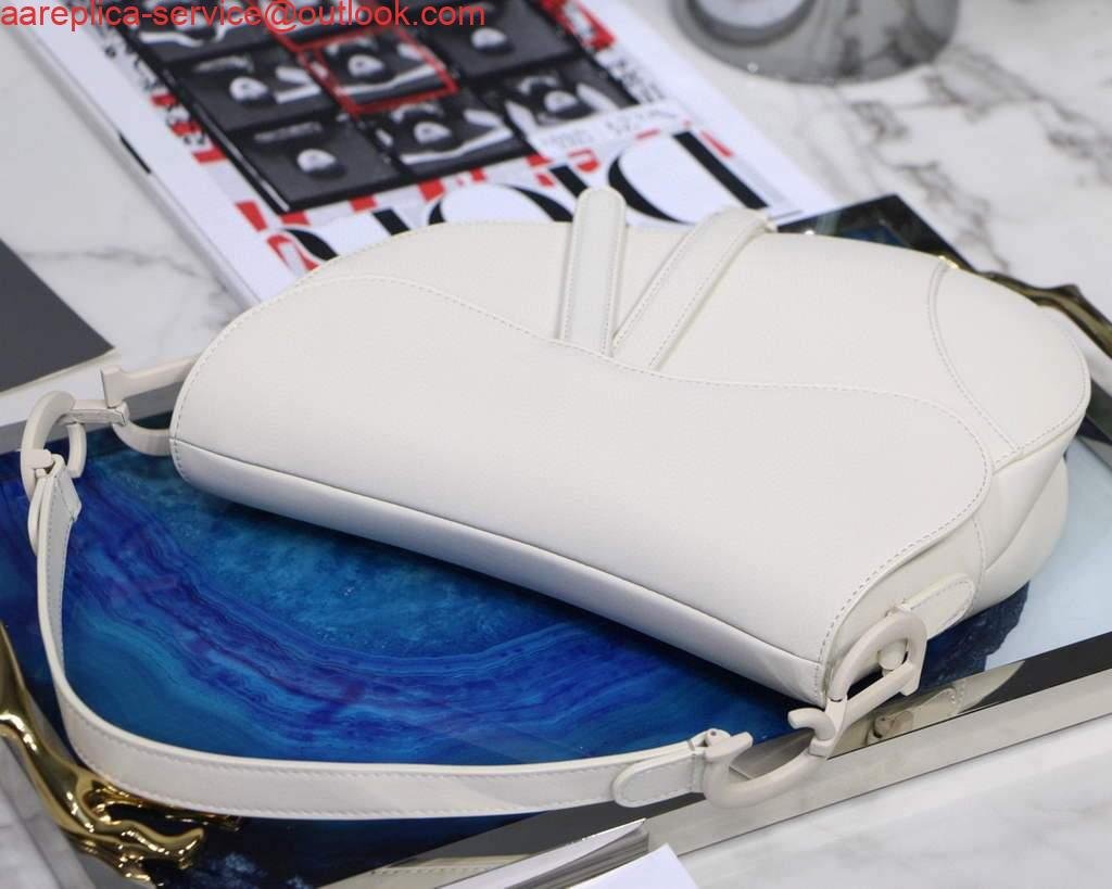 Dior M0446 Dior Saddle Bag M0447 White Ultramatte Calfskin
