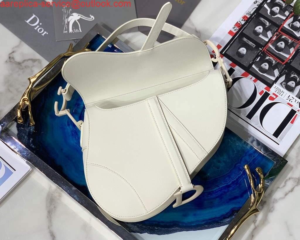 Dior M0446 Dior Saddle Bag M0447 White Ultramatte Calfskin