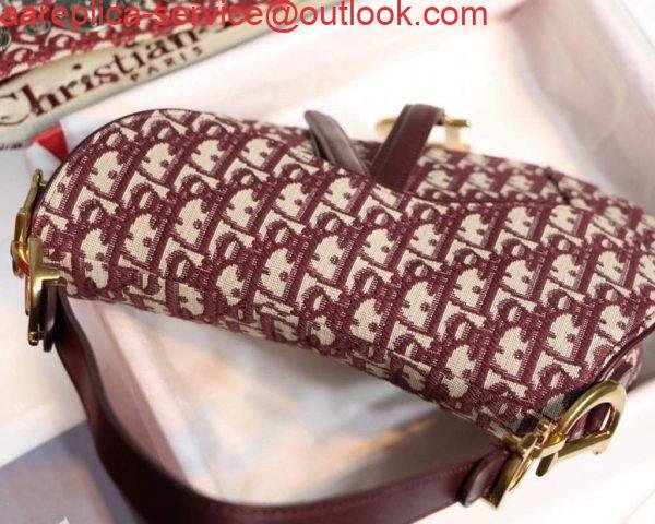 Dior M0446 Dior Saddle Bag Burgundy Dior Oblique Jacquard