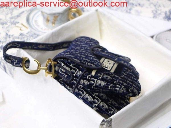 Replica Dior M0446 Dior Saddle Bag Blue Dior Oblique Jacquard