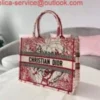 Dior M1286 DIORAMOUR DIOR BOOK TOTE Red and White D-Royaume d'Amour Embroidery