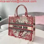 Replica Dior M1286 DIORAMOUR DIOR BOOK TOTE Red and White D-Royaume d'Amour Embroidery