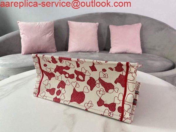 Dior M1296 Small DIOR BOOK TOTE Red and White D-Royaume d'Amour Embroidery Red and white