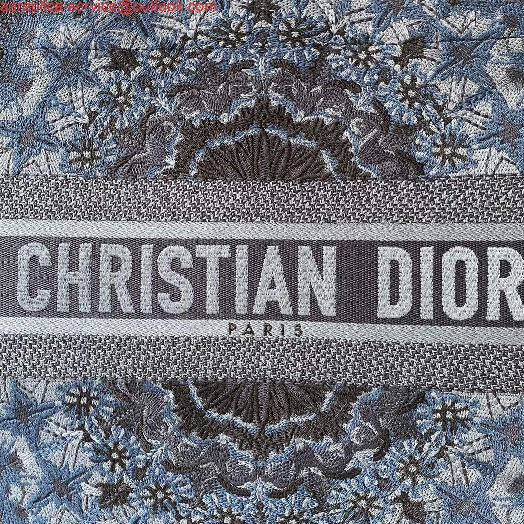 Dior M1296 Small Dior Book Tote Navy Blue Dior Constellation Embroidery