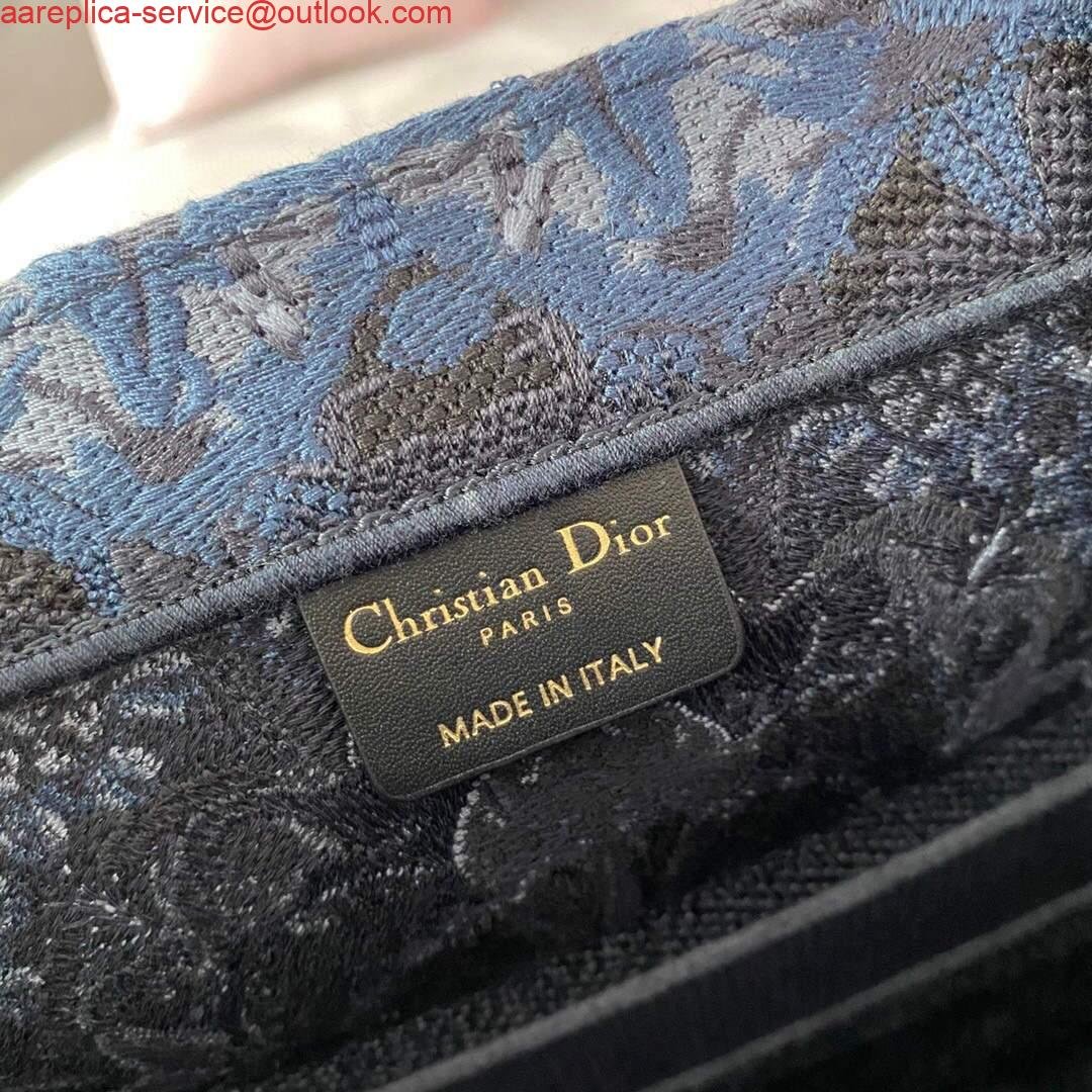 Dior M1296 Small Dior Book Tote Navy Blue Dior Constellation Embroidery