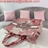 Dior M1286 DIORAMOUR DIOR BOOK TOTE Red and White D-Royaume d'Amour Embroidery