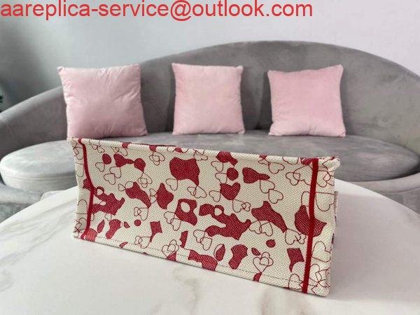 Dior M1286 DIORAMOUR DIOR BOOK TOTE Red and White D-Royaume d'Amour Embroidery
