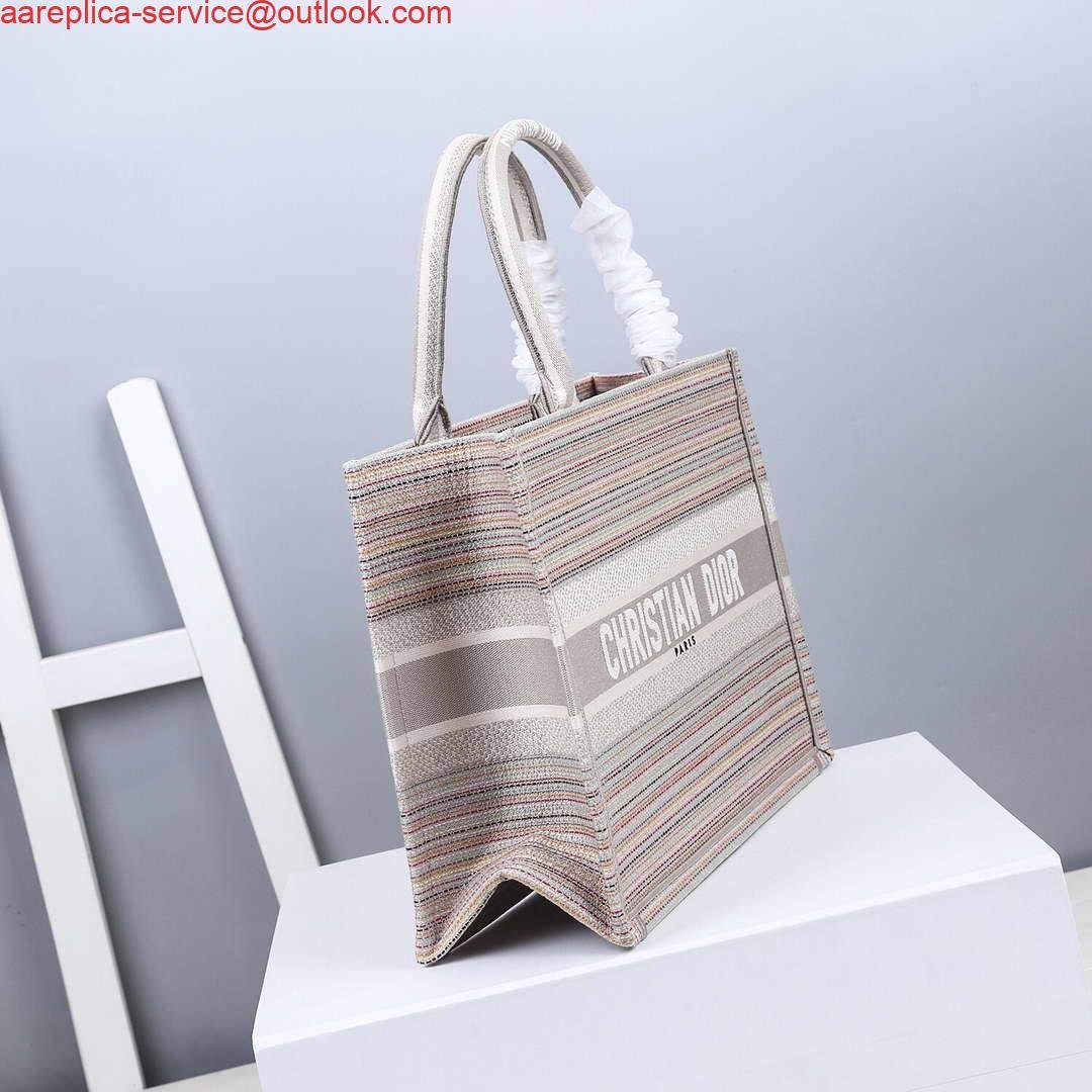 Dior M1286 Dior Book Tote small Pink D-Stripes Embroidery