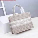 Dior M1286 Dior Book Tote small Pink D-Stripes Embroidery