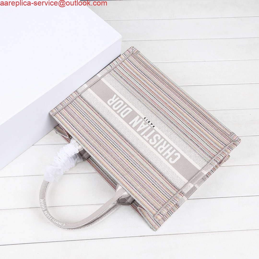 Dior M1286 Dior Book Tote small Pink D-Stripes Embroidery